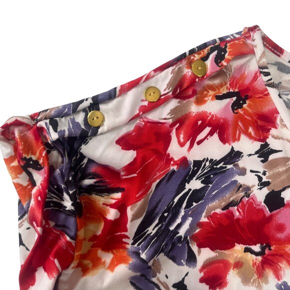 Rene Ricci Floral Print Short Sleeve Shirt Womens 2X Multi Color New - Picture 6 of 11